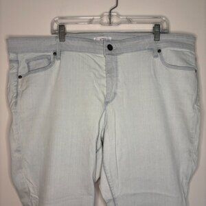 LOFT PLUS Modern Skinny 24 Women Cropped Blue Raw Edge Tapered 5 Pocket Stretch